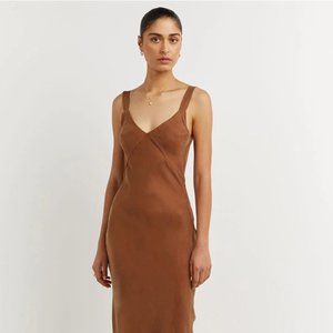 NWT DISSH KENDALL TAN SLIP MIDI DRESS